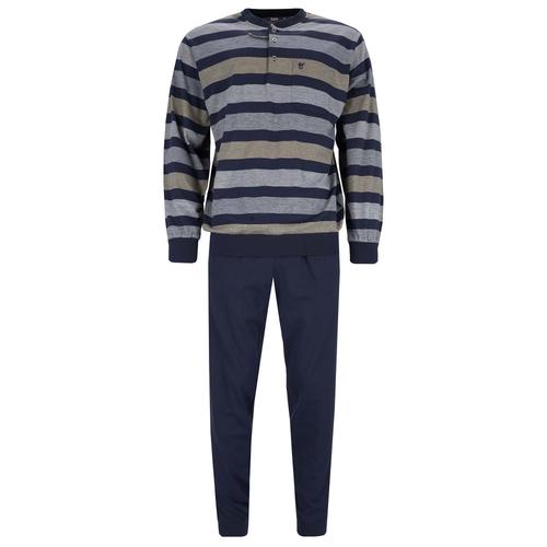 Hajo Hommes Pyjama, Set De 2 Pièces - Long, Décolleté En V, Climat-Confort, Rayé Bleu Xl (X-Large)