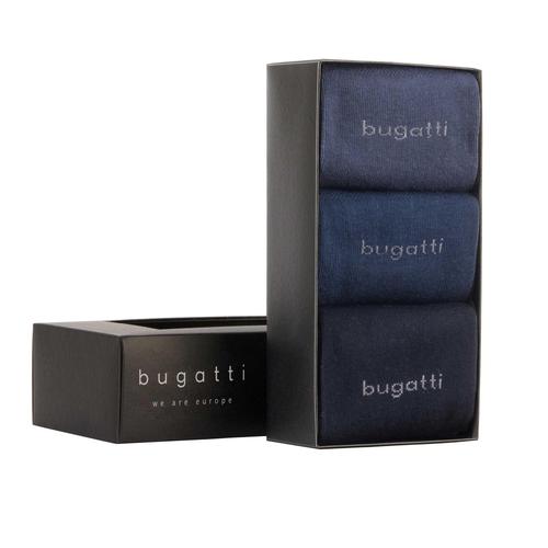 Bugatti Chaussettes Pour Hommes, Paquet De 3 - Basic Coffret Cadeau Bleu Foncé 43-46