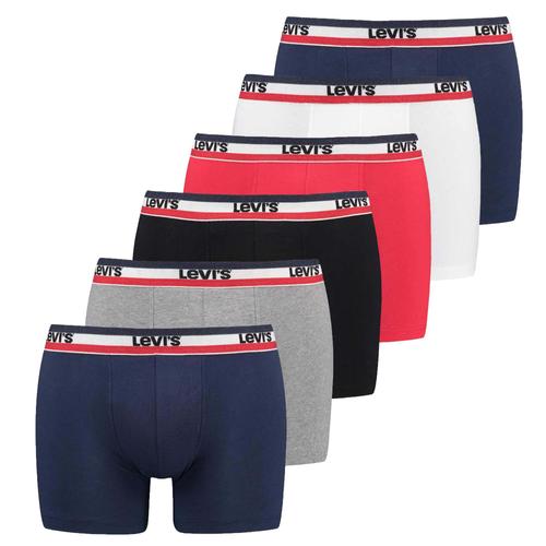 Levi's Men's Boxer - Sportswear Boxer, Coton Stretch, Paquet De 6 Bleu/Rouge/Gris Xl (X-Large)