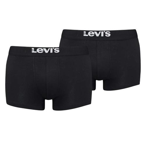 Levi?S Solid Basic Trunk Organic Pour Homme, Paquet De 2, Boxer, Ceinture Avec Logo Noir M (Medium)