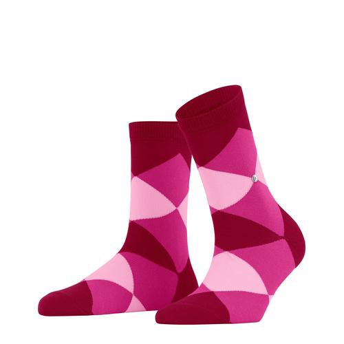 Burlington Chaussettes Pour Femmes - Bonnie, Motif En Losange, Coton Biologique Rose/Rouge 36-41