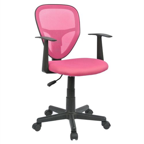 Chaise De Bureau Pour Enfant Studio Fauteuil Pivotant Et Ergonomique Avec Accoudoirs, Siège À Roulettes Hauteur Réglable, Mesh Rose