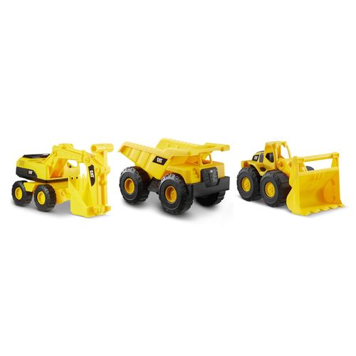 Caterpillar - Pack De 3 Véhicules 25 Cm - Camion Benne Excavatrice Et Chargeur Frontal Jaune