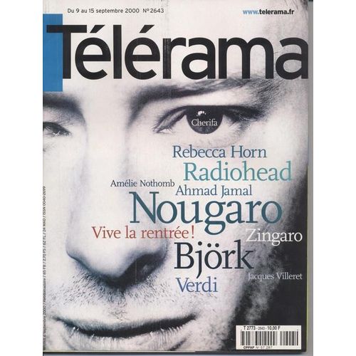 Télérama / 06-09-2000  N° 2643 : Bjork (2p) - Radiohead (1p) - Amélie Nothomb (1p) - Vanessa Paradis (1/2p)