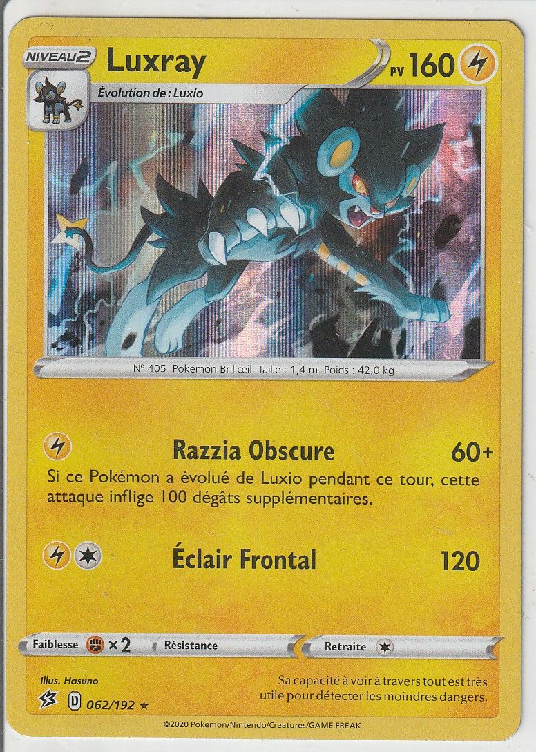 Carte Pokémon - Luxray - 062/192 - Holo-Rare - Epée Et Bouclier 2 Clash Des Rebelles