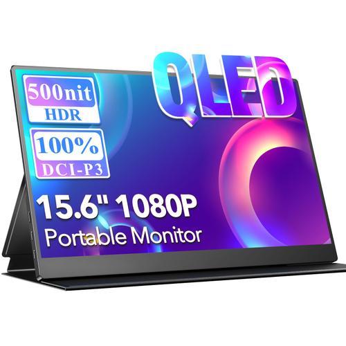 Moniteur Portable 15.6" QLED 4K écran tactile 5000mah batterie gaming ecran 3840*2160 100000:1 400cd/m2 100% DCI-P3 NTSC   1.07B(8Bit+2FRC)  Rotation automatique à 360 degrés Détecteur de gravité