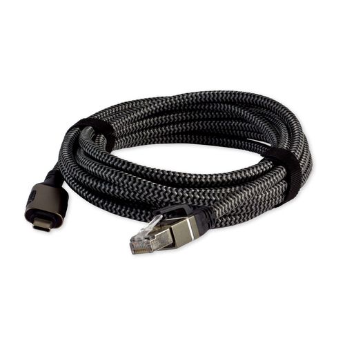 MCL - Câble réseau - 24 pin USB-C (M) pour RJ-45 (M) - 2 m - 5.6 mm - CAT 6 - câble tressé - gris, noir