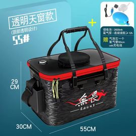 55 cm avec pompe à b¿uf Sac De Pêche Portable, Seau De Poisson Vivant Pliable Et Épais, Seau