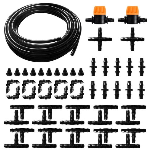 55 Pices 4/7 Mm Kit D'irrigation Goutte, 5m Tuyau D'irrigation, Systeme Irrigation, Avec Raccords Cannels Droits, Connecteurs En T, Bouchons D'extrmit, Pour Jardin, Plantes