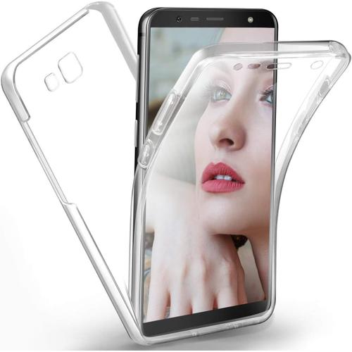 Coque 360 Degré Compatible Avec Samsung Galaxy A8 Plus 2018 Etui Housse Protection Intégrale Transparent Avant+Arrière En Rigide Case Cover Tactile Antichoc Antirayures