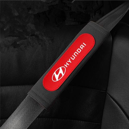 2pcs Housses Noir En Cuir Véritable De Voiture Pour Ceintures De Sécurité-Housse Protection Harnais D'épaule Pour Hyundai