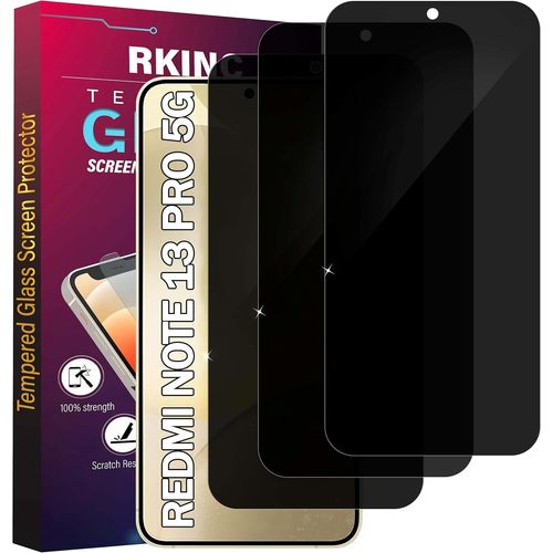 Kal-Verre Trempé Anti-Espion Pour Xiaomi Redmi Note 13 Pro 5g, [Lot De 3] [Ne Prend Compatible Id D'empreinte Digitale] Angle De Confidentialité Amélioré, Dureté 9h, Sans Bulles