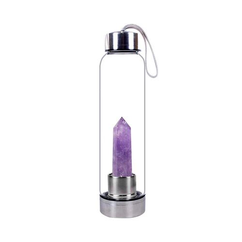 550ml - Amthyste - Bouteille D'eau En Pierre De Clip Naturel, Oblisque De Gurison, Baguette D'lixir, Quartz, Gemme Colore, Livraison Directe