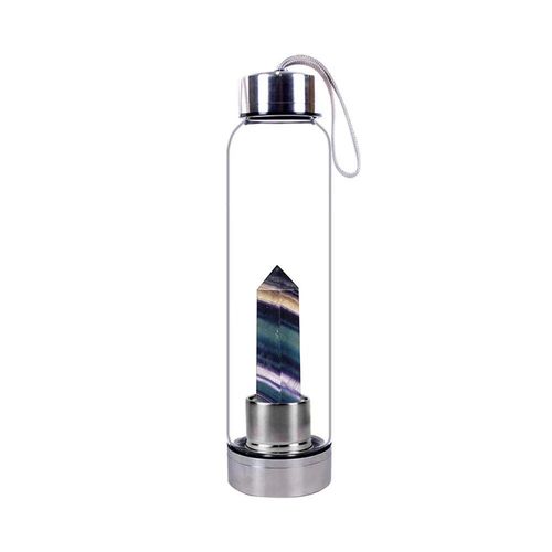 550ml - Fluorite Arc-En-Ciel - Bouteille D'eau En Pierre De Clip Naturel, Oblisque De Gurison, Baguette D'lixir, Quartz, Gemme Colore, Livraison Directe