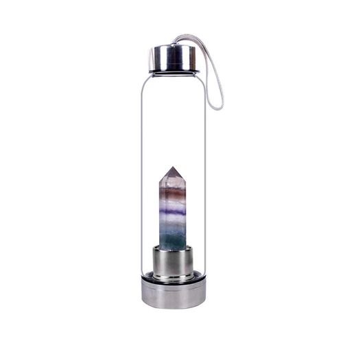 550ml - Fluorite Violet - Bouteille D'eau En Pierre De Clip Naturel, Oblisque De Gurison, Baguette D'lixir, Quartz, Gemme Colore, Livraison Directe
