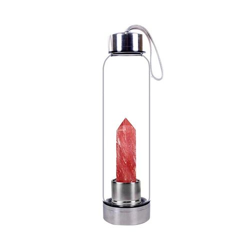 550ml - Maisse Rouge - Bouteille D'eau En Pierre De Clip Naturel, Oblisque De Gurison, Baguette D'lixir, Quartz, Gemme Colore, Livraison Directe