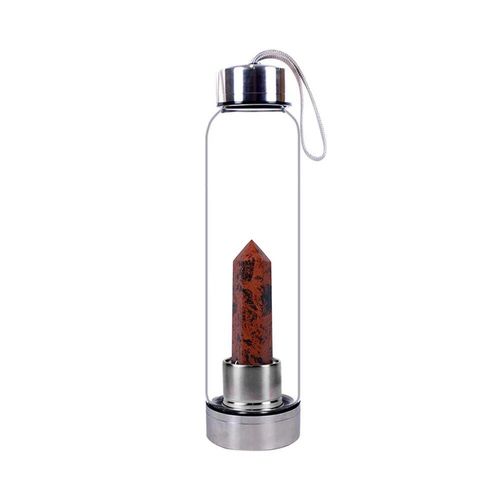 550ml - Obsidienne Rouge - Bouteille D'eau En Pierre De Clip Naturel, Oblisque De Gurison, Baguette D'lixir, Quartz, Gemme Colore, Livraison Directe