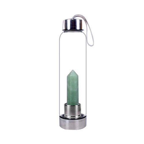 550ml - Quartz D'aventurine - Bouteille D'eau En Pierre De Clip Naturel, Oblisque De Gurison, Baguette D'lixir, Quartz, Gemme Colore, Livraison Directe