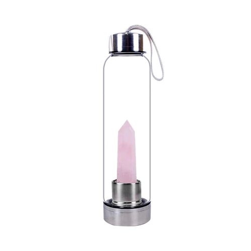 550ml - Quartz Rose - Bouteille D'eau En Pierre De Clip Naturel, Oblisque De Gurison, Baguette D'lixir, Quartz, Gemme Colore, Livraison Directe