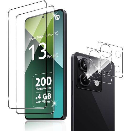 Kal-Pour Xiaomi Redmi Note 13 Pro 5g/Poco X6 5g Verre Trempé + Caméra Arrière Protecteur¿2+2 Pièces¿,9h Dureté Aux Rayures Résistant Verre Trempé Membrane,Hd Protection Décran Caméra Film