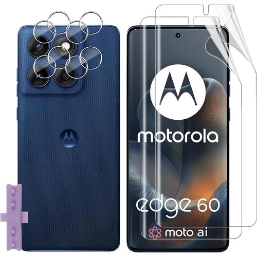 Kal-Pour Motorola Moto Edge 60 Protection Écran, 2+2 Pièces Tpu Protecteurs D'écran + Verre Trempé Caméra Arrière Protecteur, Hd Anti-Empreintes Anti-Rayures Film Protection Écran