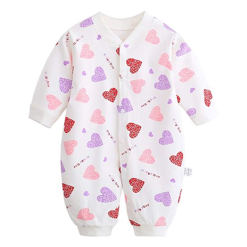 Barboteuse Bébé Garçons Filles Nouveau-Né Pyjama Combinaison Onesies Pyjamas Longs Manches Vêtements De Nuit 0-12 Mois 3 À 6 Mois Coeur