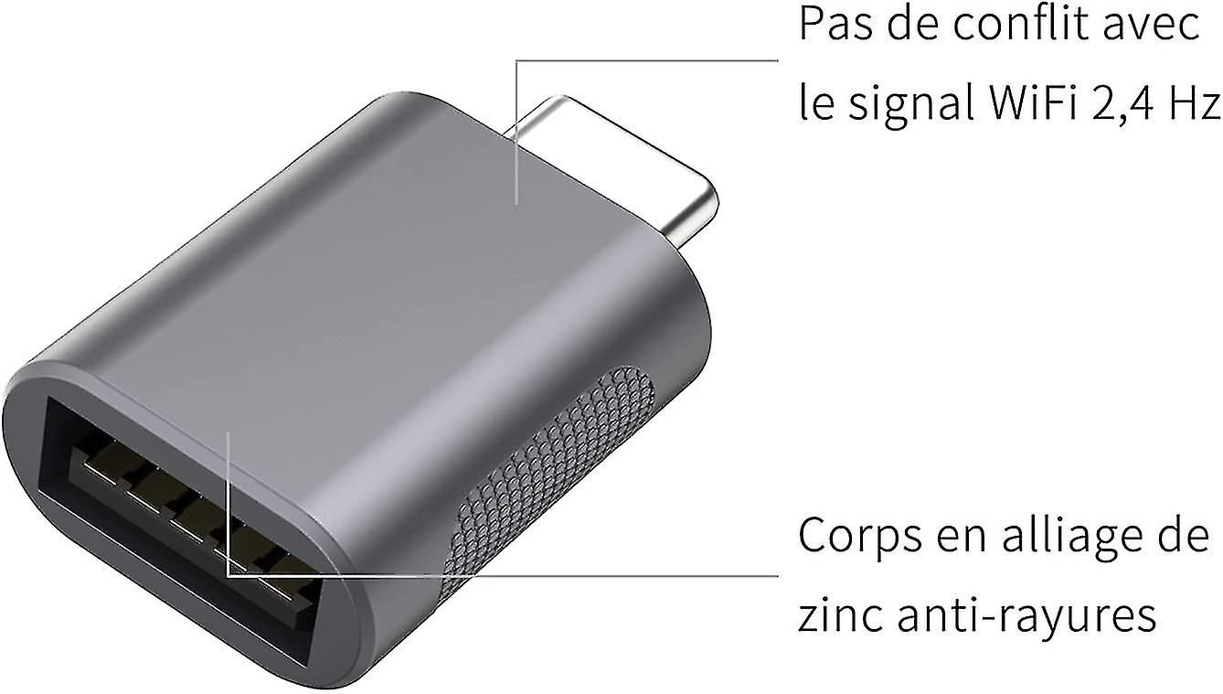 Adaptateur USB-C vers USB 2 pices, adaptateur USB type-c ve... - 2