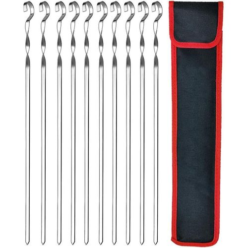 Paquet De 10 Brochettes De Kebab, Brochettes De Gril De 36 Cm, Brochettes De Barbecue En Acier Inoxydable, Brochettes De Viande De Barbecue En Métal