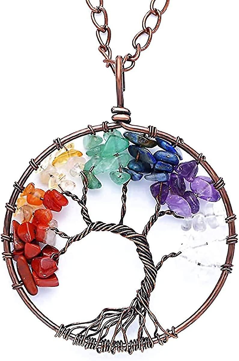 Collier Pendentif Arbre De Vie En Cristal 7 Couleurs, Pierre...