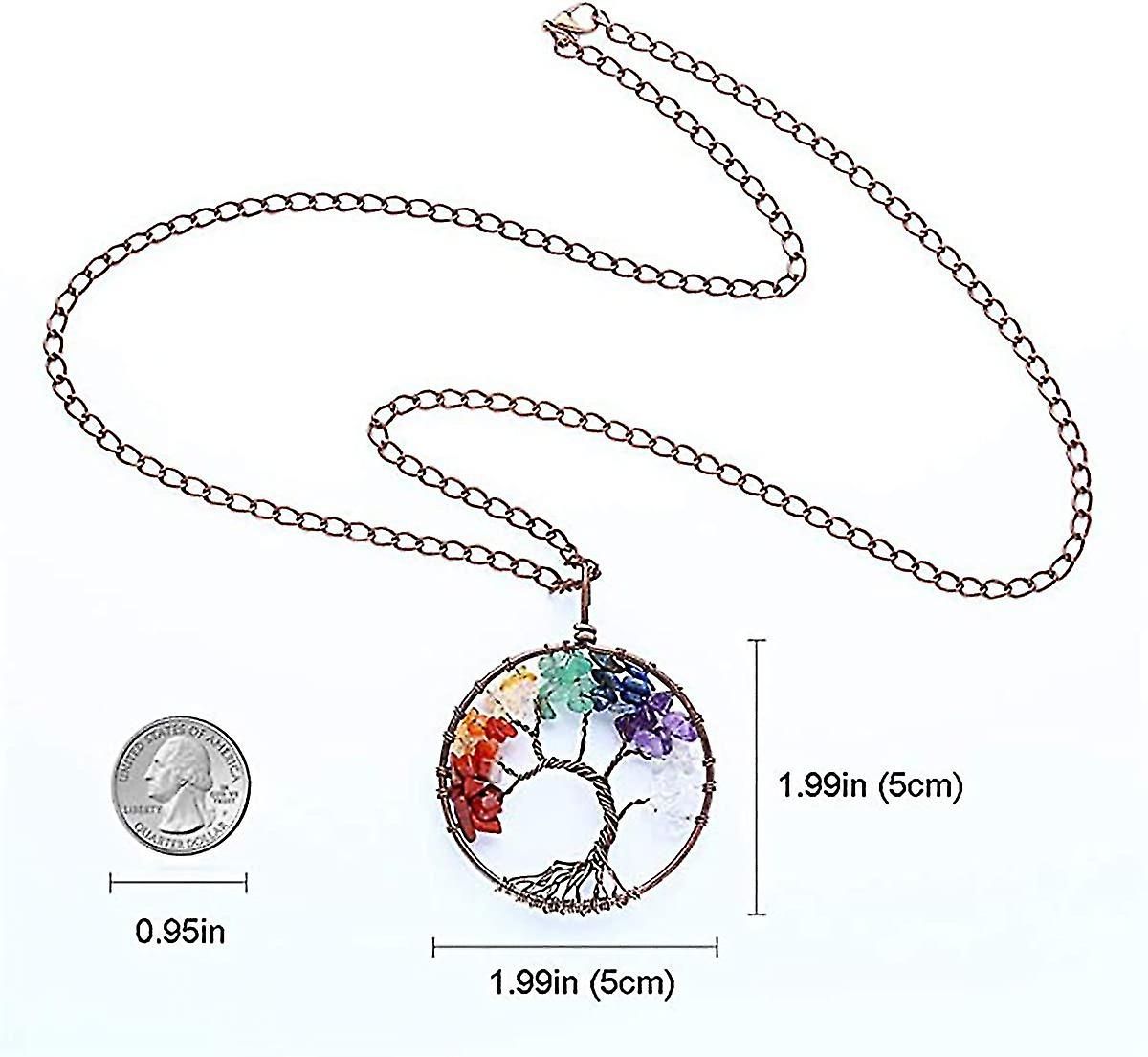 Collier Pendentif Arbre De Vie En Cristal 7 Couleurs, Pierre... - 3