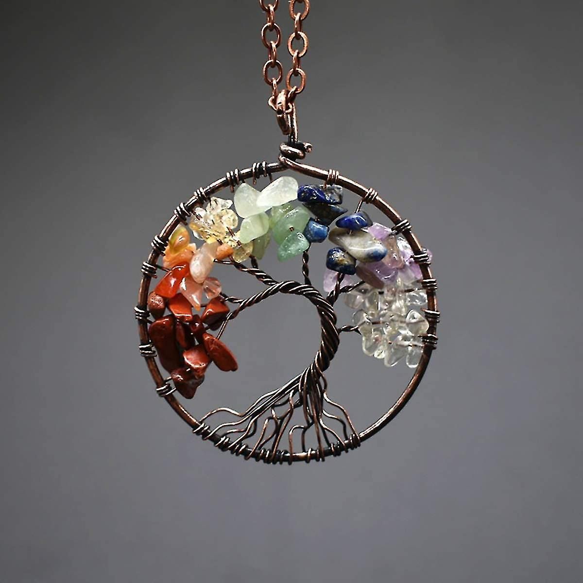 Collier Pendentif Arbre De Vie En Cristal 7 Couleurs, Pierre... - 5