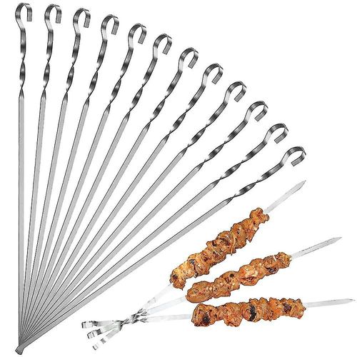Brochettes De Barbecue Plates En Métal, Bâtonnets De Shish Kabob En Acier Inoxydable, 20 Pièces
