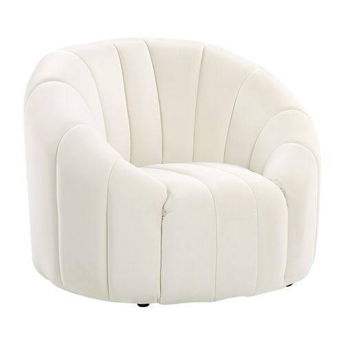 Fauteuil Coquillage En Velours Blanc Cassé Malung