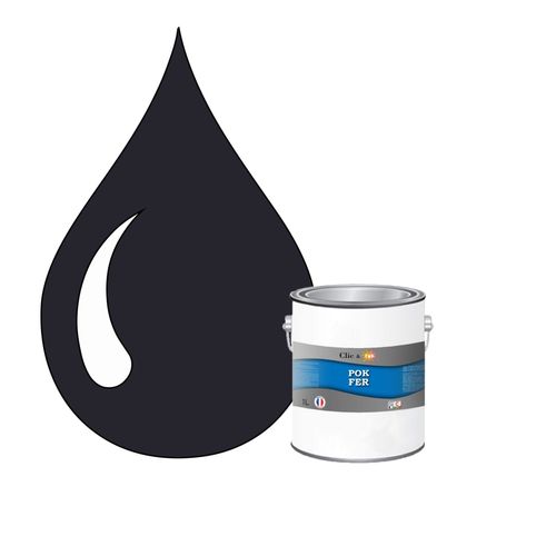 POK FER Bleu : Peinture de Finition Antirouille Laque Semi-Brillante Métaux Ferreux - 1L - RAL 5008 - Bleu Gris