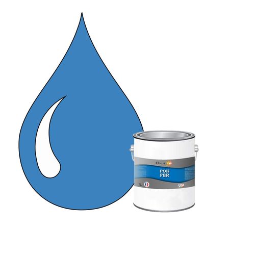 POK FER Bleu : Peinture de Finition Antirouille Laque Semi-Brillante Métaux Ferreux - 1L - RAL 5012 - Bleu Clair