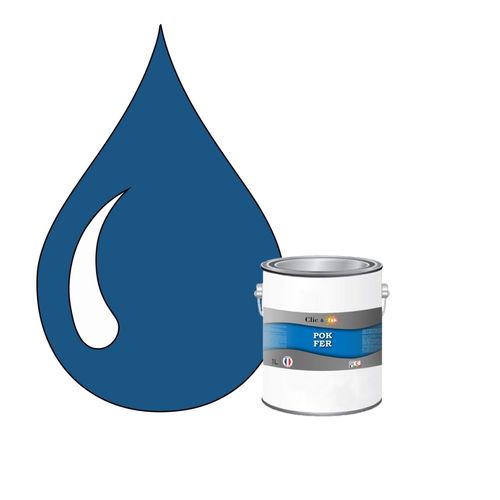 POK FER Bleu : Peinture de Finition Antirouille Laque Semi-Brillante Métaux Ferreux - 1L - RAL 5019 - Bleu Capri