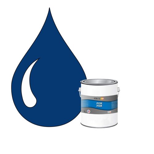 POK FER Bleu : Peinture de Finition Antirouille Laque Semi-Brillante Métaux Ferreux - 1L - RAL 5017 - Bleu Signalisation