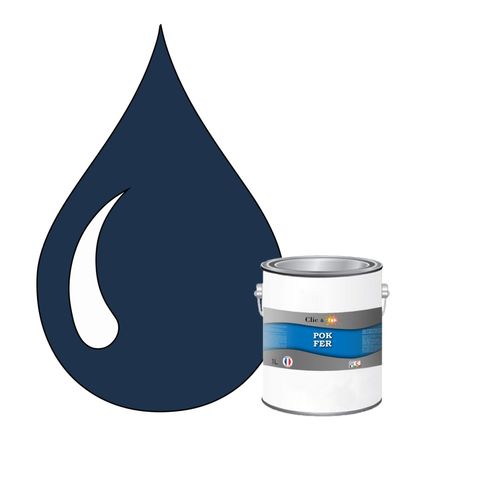 POK FER Bleu : Peinture de Finition Antirouille Laque Semi-Brillante Métaux Ferreux - 1L - RAL 5020 - Bleu Océan