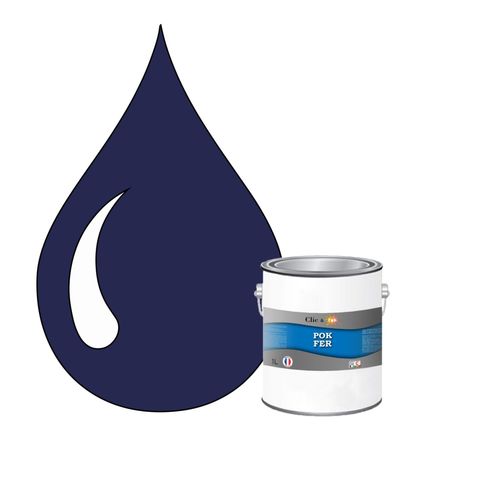 POK FER Bleu : Peinture de Finition Antirouille Laque Semi-Brillante Métaux Ferreux - 1L - RAL 5022 - Bleu Nocturne