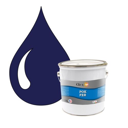 POK FER Bleu : Peinture de Finition Antirouille Laque Semi-Brillante Métaux Ferreux - 2,5L - RAL 5002 - Bleu Outremer