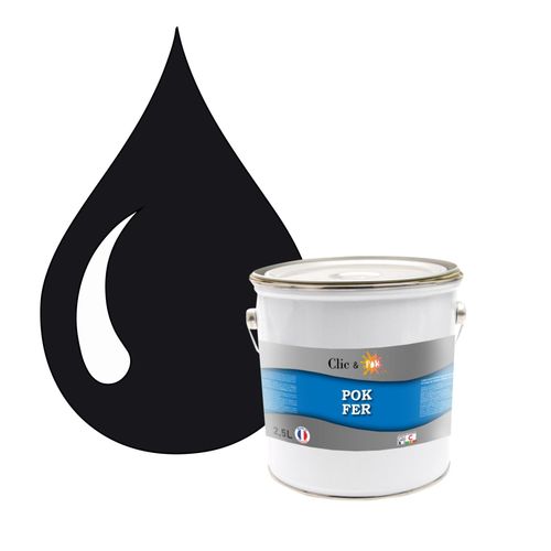 POK FER Bleu : Peinture de Finition Antirouille Laque Semi-Brillante Métaux Ferreux - 2,5L - RAL 5004 - Bleu Noir