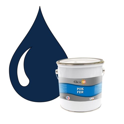 POK FER Bleu : Peinture de Finition Antirouille Laque Semi-Brillante Métaux Ferreux - 2,5L - RAL 5010 - Bleu Gentiane