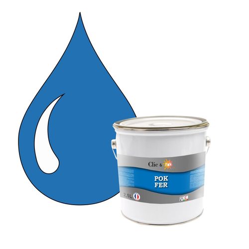 POK FER Bleu : Peinture de Finition Antirouille Laque Semi-Brillante Métaux Ferreux - 2,5L - RAL 5015 - Bleu Ciel