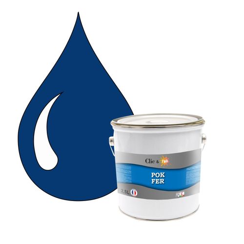 POK FER Bleu : Peinture de Finition Antirouille Laque Semi-Brillante Métaux Ferreux - 2,5L - RAL 5017 - Bleu Signalisation