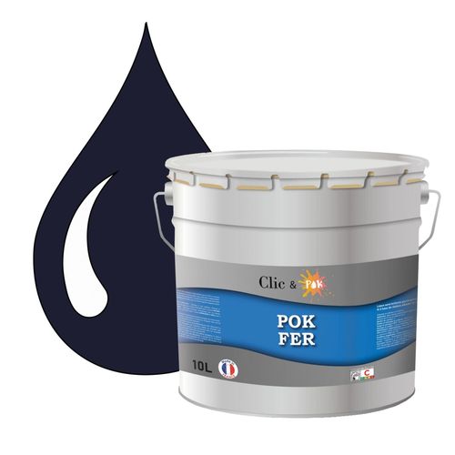 POK FER Bleu : Peinture de Finition Antirouille Laque Semi-Brillante Métaux Ferreux - 10L - RAL 5003 - Bleu Saphir