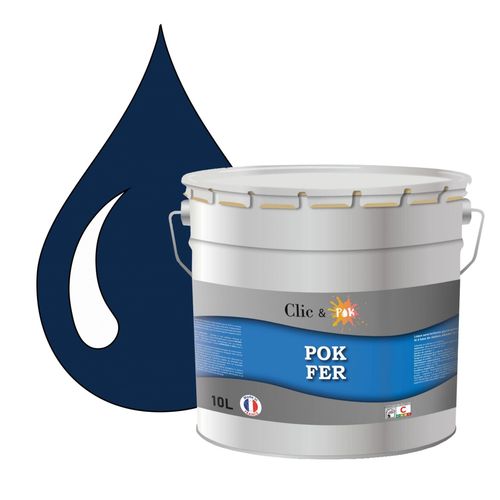 POK FER Bleu : Peinture de Finition Antirouille Laque Semi-Brillante Métaux Ferreux - 10L - RAL 5010 - Bleu Gentiane