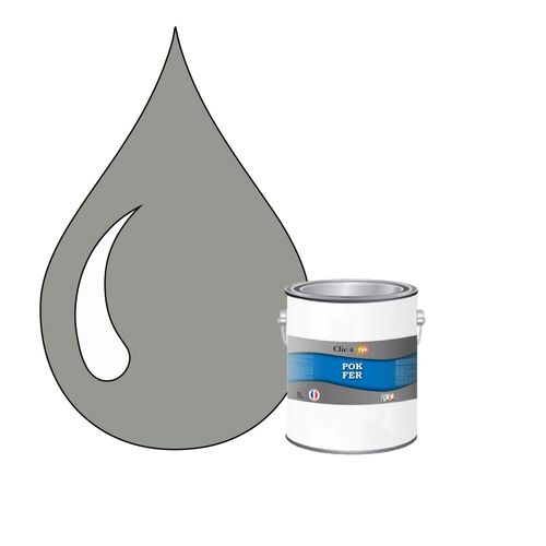 POK FER Gris : Peinture de Finition Antirouille Laque Semi-Brillante Métaux Ferreux - 1L - RAL 7004 - Gris de Sécurité