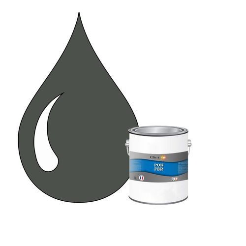 POK FER Gris : Peinture de Finition Antirouille Laque Semi-Brillante Métaux Ferreux - 1L - RAL 7010 - Gris Tente