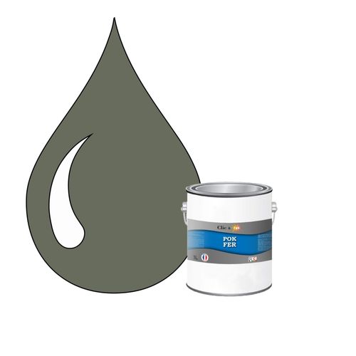 POK FER Gris : Peinture de Finition Antirouille Laque Semi-Brillante Métaux Ferreux - 1L - RAL 7023 - Gris Béton
