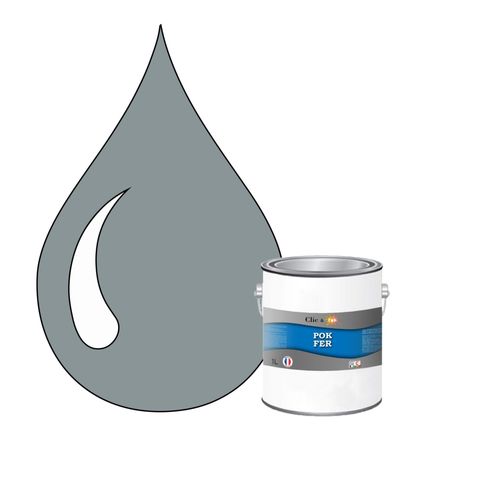 POK FER Gris : Peinture de Finition Antirouille Laque Semi-Brillante Métaux Ferreux - 1L - RAL 7001 - Gris Argent